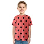 Polka Dots - Black on Pastel Red Kid s Sport Mesh Tee