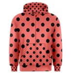 Polka Dots - Black on Pastel Red Men s Zipper Hoodie