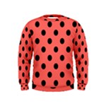 Polka Dots - Black on Pastel Red Kid s Sweatshirt