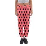 Polka Dots - Black on Pastel Red Women s Jogger Sweatpants