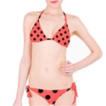 Polka Dots - Black on Pastel Red Bikini Set