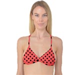 Polka Dots - Black on Pastel Red Reversible Tri Bikini Top