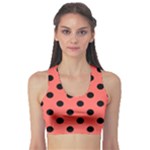 Polka Dots - Black on Pastel Red Women s Sports Bra