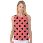 Polka Dots - Black on Pastel Red Women s Basketball Tank Top