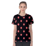 Polka Dots - Pastel Red on Black Women s Cotton Tee