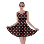 Polka Dots - Pastel Red on Black Skater Dress