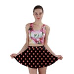 Polka Dots - Pastel Red on Black Mini Skirt