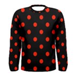 Polka Dots - Ferrari Red on Black Men s Long Sleeve T-shirt