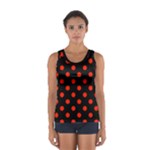 Polka Dots - Ferrari Red on Black Women s Sport Tank Top