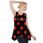 Polka Dots - Ferrari Red on Black Side Drop Tank Tunic