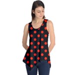 Polka Dots - Ferrari Red on Black Sleeveless Tunic