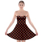 Polka Dots - Ferrari Red on Black Strapless Bra Top Dress