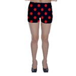 Polka Dots - Ferrari Red on Black Skinny Shorts