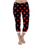 Polka Dots - Ferrari Red on Black Capri Winter Leggings