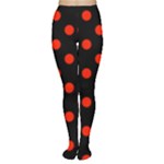 Polka Dots - Ferrari Red on Black Women s Tights