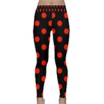 Polka Dots - Ferrari Red on Black Yoga Leggings