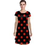 Polka Dots - Ferrari Red on Black Cap Sleeve Nightdress