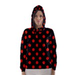 Polka Dots - Ferrari Red on Black Hooded Wind Breaker (Women)