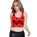 Polka Dots - Black on Red Racer Back Crop Top