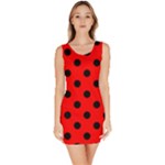 Polka Dots - Black on Red Bodycon Dress