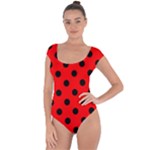 Polka Dots - Black on Red Short Sleeve Leotard (Ladies)