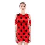 Polka Dots - Black on Red Women s Cutout Shoulder Dress