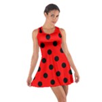 Polka Dots - Black on Red Cotton Racerback Dress