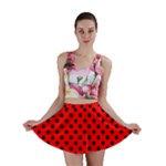 Polka Dots - Black on Red Mini Skirt