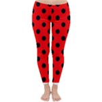 Polka Dots - Black on Red Winter Leggings