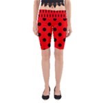 Polka Dots - Black on Red Yoga Cropped Leggings