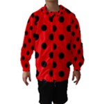 Polka Dots - Black on Red Hooded Wind Breaker (Kids)