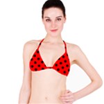 Polka Dots - Black on Red Bikini Top