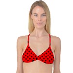 Polka Dots - Black on Red Reversible Tri Bikini Top