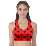 Polka Dots - Black on Red Women s Sports Bra