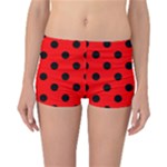 Polka Dots - Black on Red Reversible Boyleg Bikini Bottoms