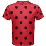 Polka Dots - Black on Alizarin Red Men s Cotton Tee