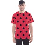 Polka Dots - Black on Alizarin Red Men s Sport Mesh Tee