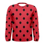 Polka Dots - Black on Alizarin Red Men s Long Sleeve T-shirt