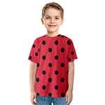 Polka Dots - Black on Alizarin Red Kid s Sport Mesh Tee