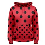 Polka Dots - Black on Alizarin Red Women s Pullover Hoodie