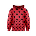 Polka Dots - Black on Alizarin Red Kid s Pullover Hoodie