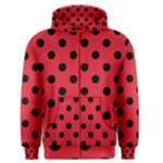 Polka Dots - Black on Alizarin Red Men s Zipper Hoodie