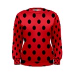 Polka Dots - Black on Alizarin Red Women s Sweatshirt