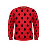 Polka Dots - Black on Alizarin Red Kid s Sweatshirt