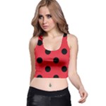 Polka Dots - Black on Alizarin Red Racer Back Crop Top