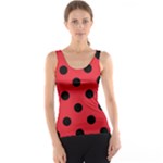 Polka Dots - Black on Alizarin Red Tank Top