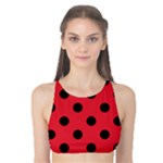 Polka Dots - Black on Alizarin Red Tank Bikini Top