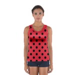 Polka Dots - Black on Alizarin Red Women s Sport Tank Top