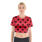 Polka Dots - Black on Alizarin Red Cotton Crop Top