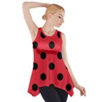 Polka Dots - Black on Alizarin Red Side Drop Tank Tunic